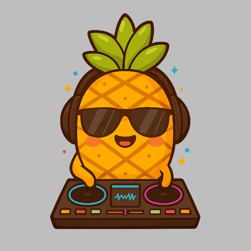 DJ ananas avec lunettes de soleil