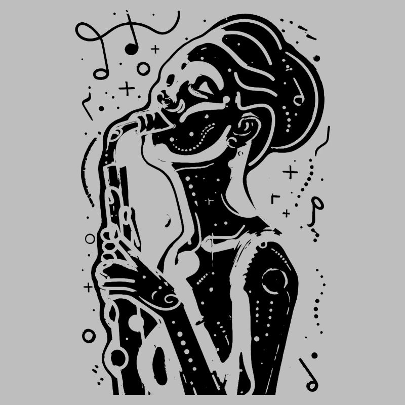 Femme saxophone dessinant
