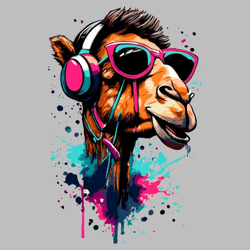 Kamel Dromedar Farbenfroh mit Kopfhörer - DJ Kamel