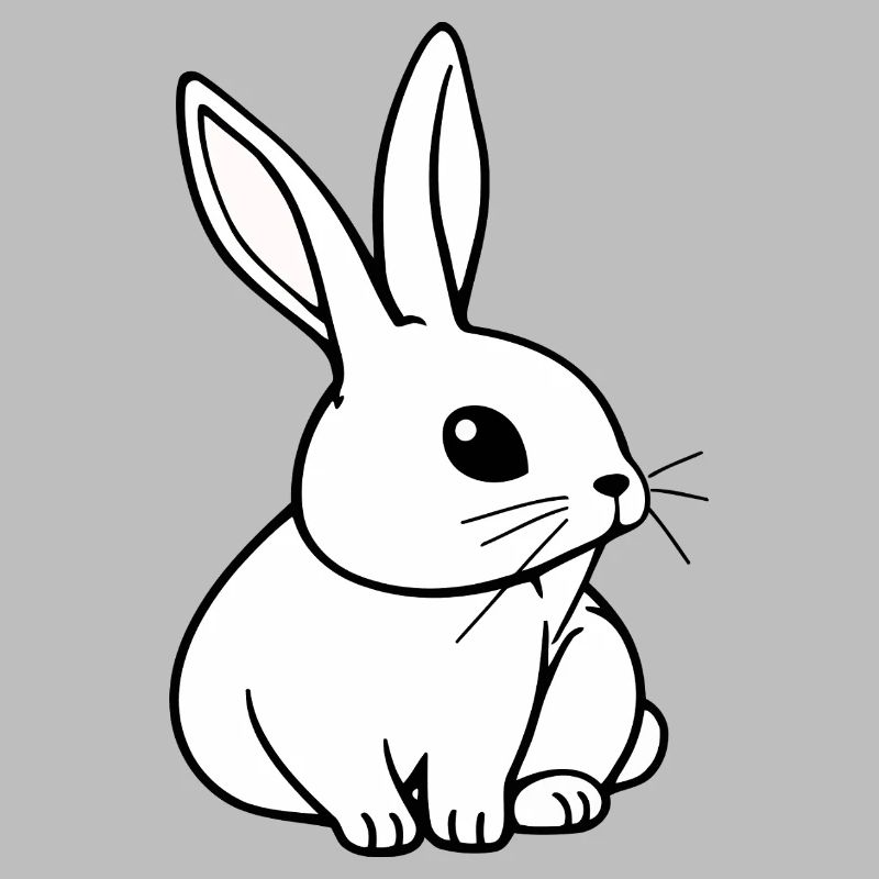 Minimalist Rabbit Black and White