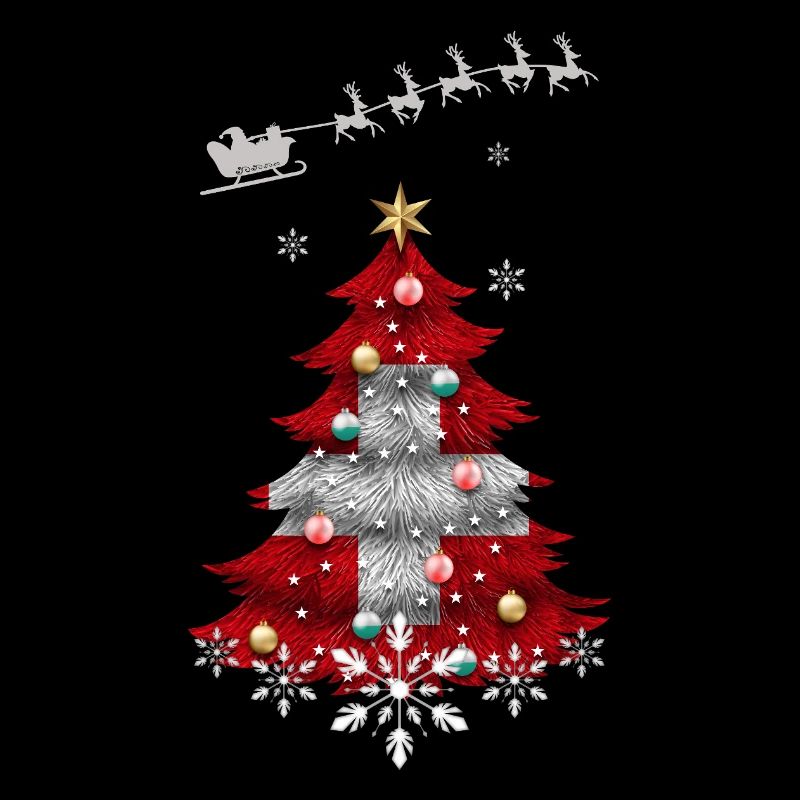 Christmas tree with Swiss flag