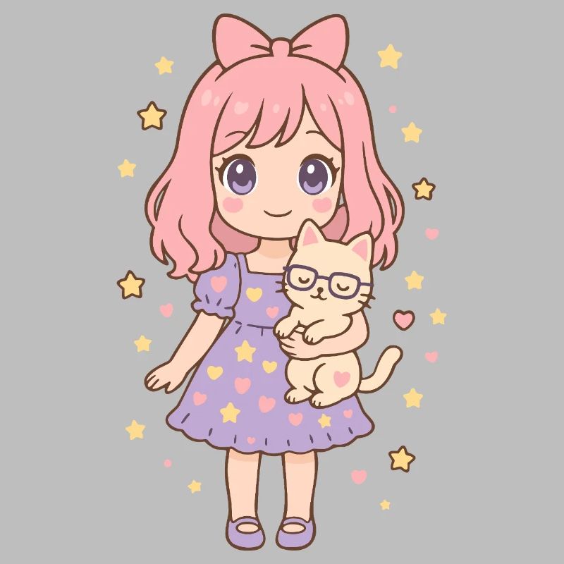 Kleines Mädchen mit Katze von Helfspawn