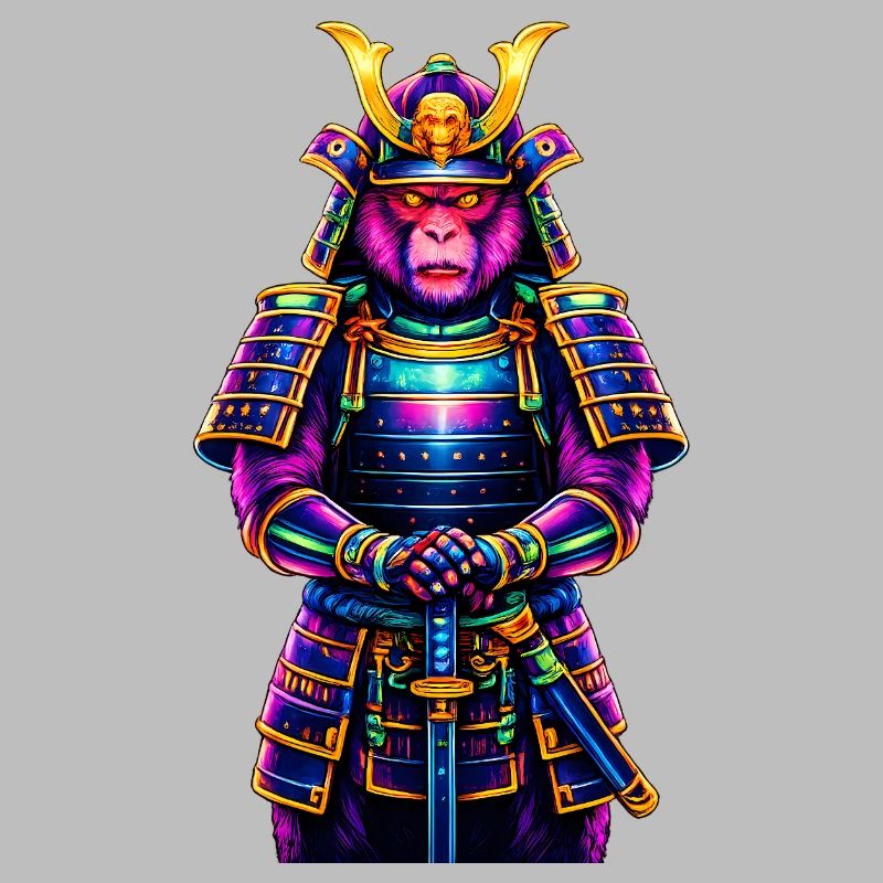 Neon-Samurai-Affe Japanisches Krieger-Tier