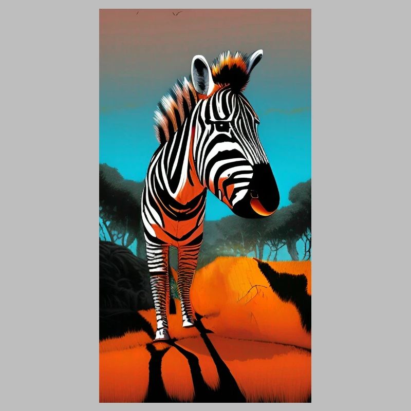 Comic drawing zebra (Hippotigris) during sunset