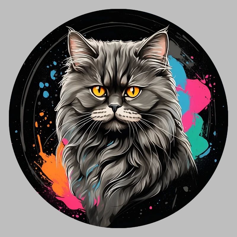 Portrait mignon de chat persan avec des éclaboussures de couleur