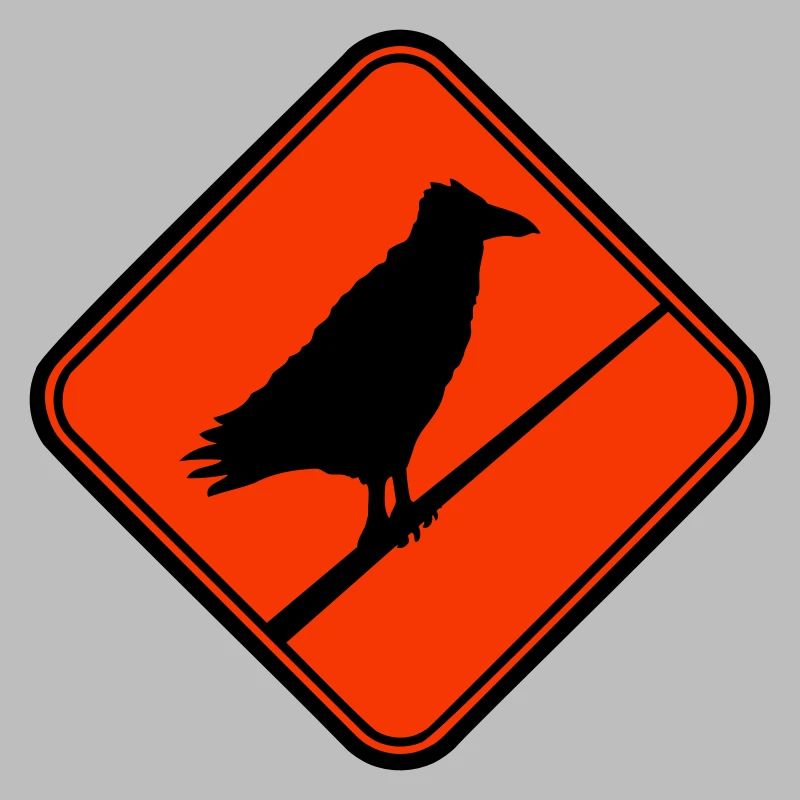 Raven Sitting Caution Cable Sign Note