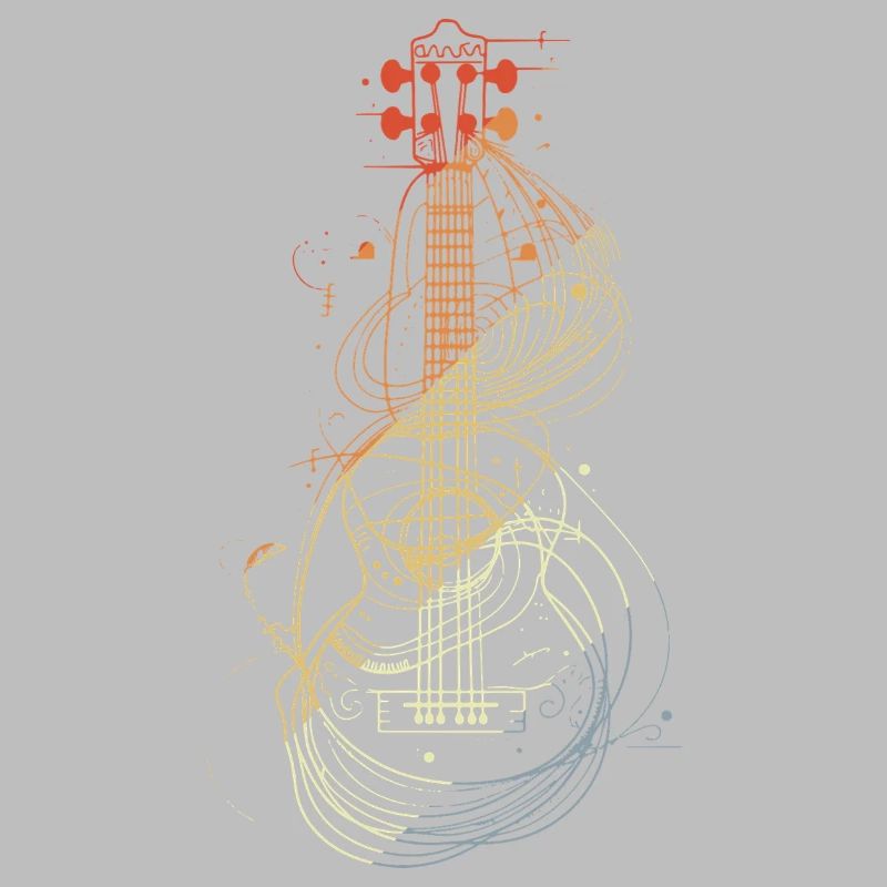 Ukulele Sketch Retro Style
