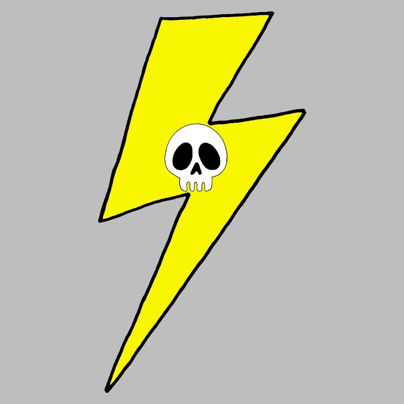 Yellow lightning bolt with white skull