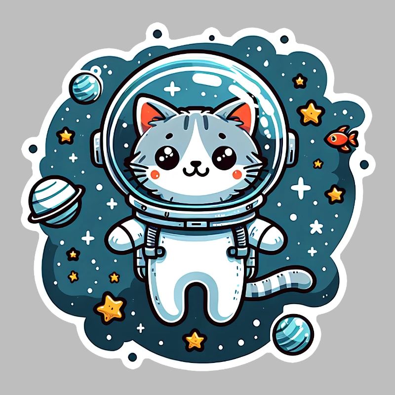 Petit chat mignon comme astronaute astronaute