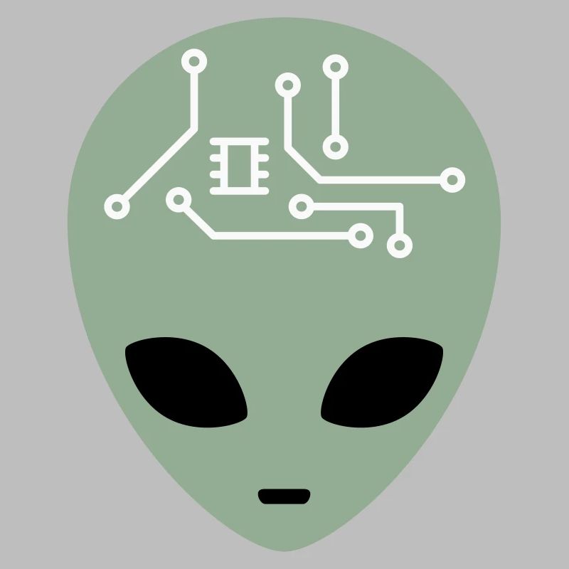 Alien Head with Circuits (three colours)