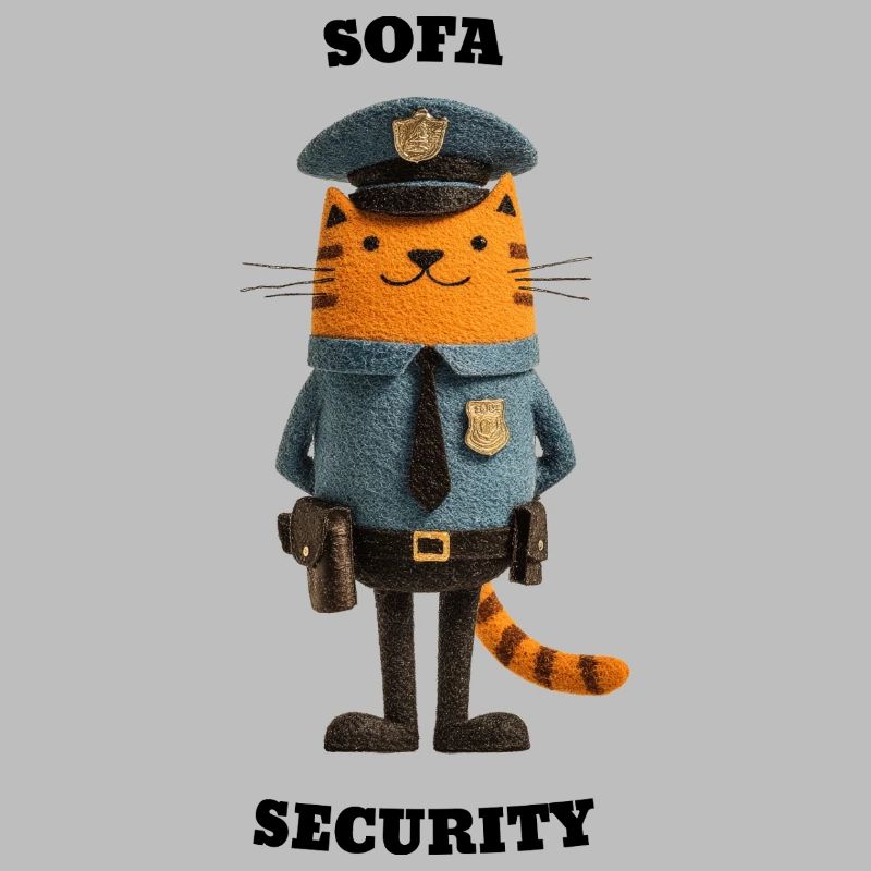 Sofa Security - Funny Cats Illustration