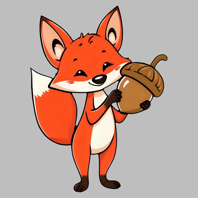 Stolzer Comic-Fuchs mit Eichel