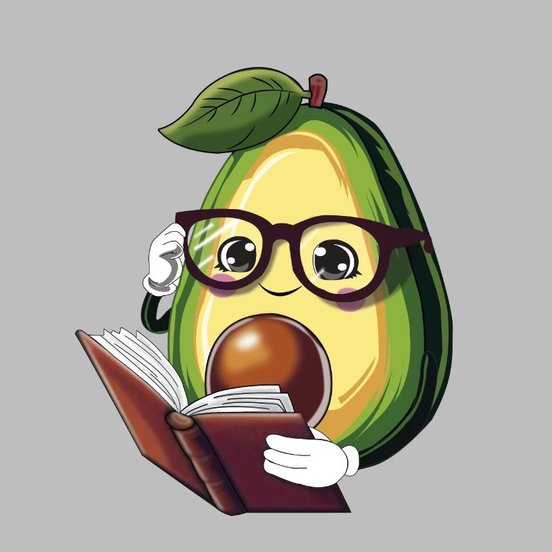 Avocado liest ein Buch – Bücherwurm
