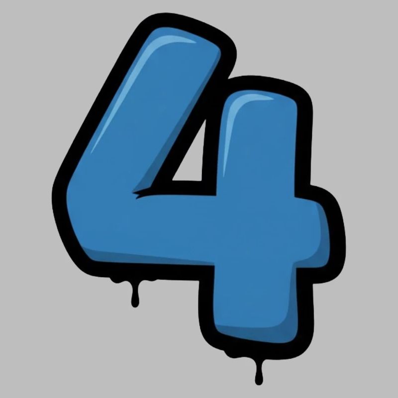 Graffiti Blue 4 Number Design