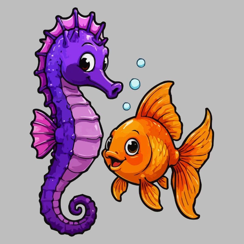 Seepferdchen trifft Goldfisch Freundschaft