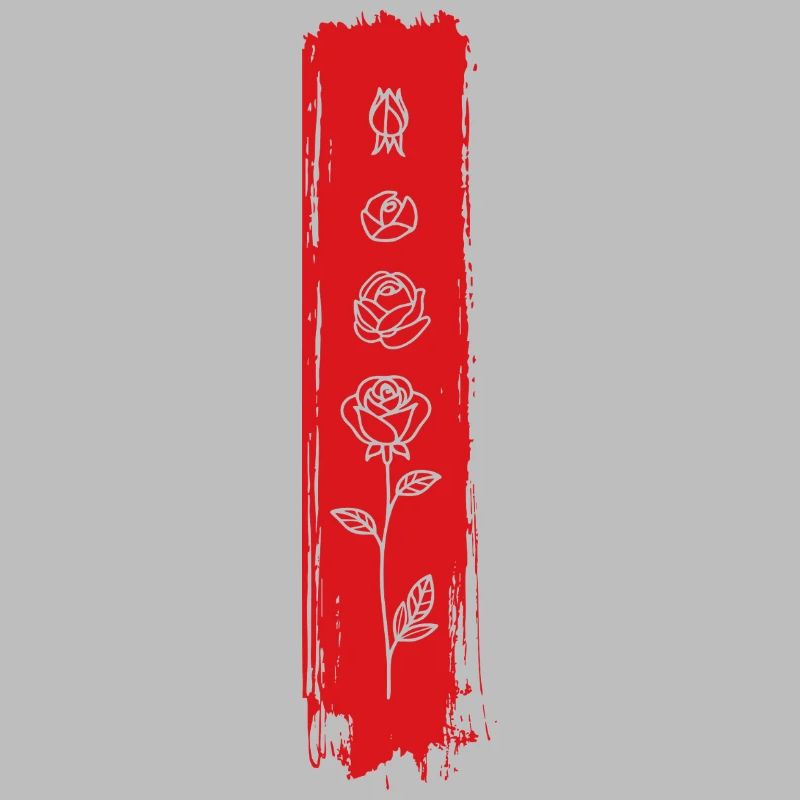 Vertical Rose Brush Art