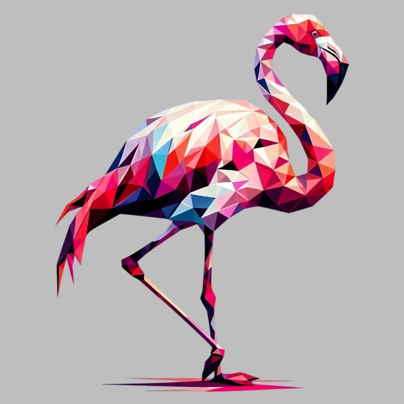 Flamant rose polygonal