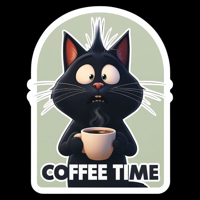 Katze mit Kaffeetext