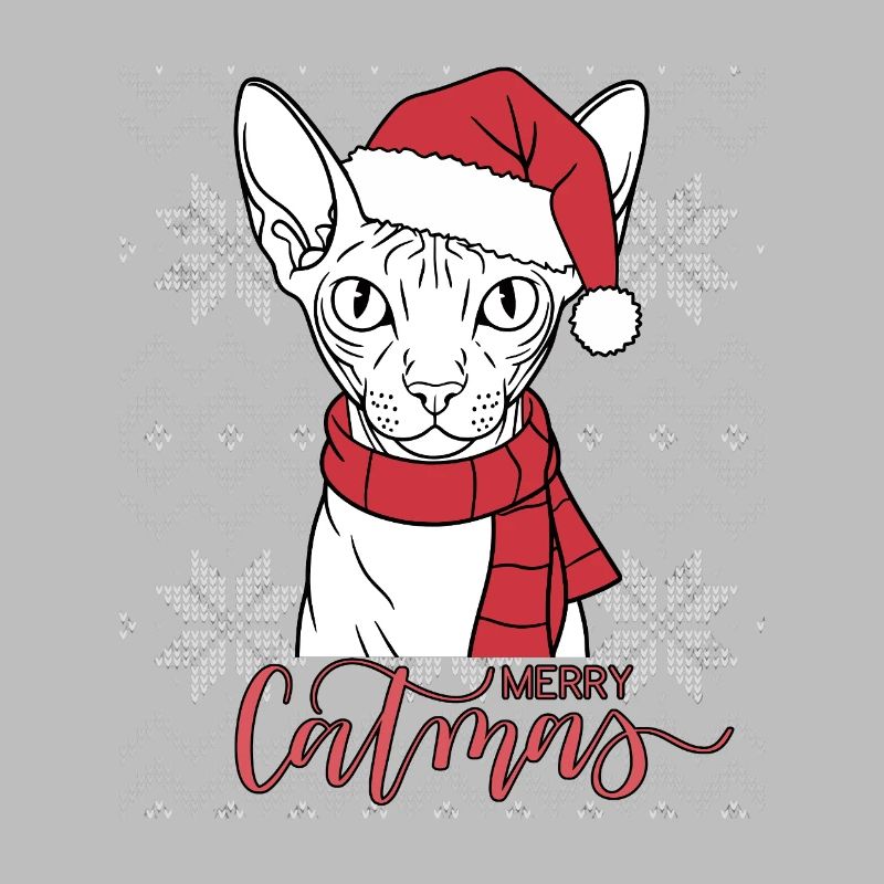 Chat Sphynx Noël Écharpe Bonnet