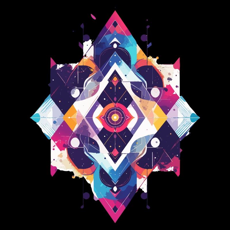 Farbenfrohes Geometrie Mandala bunte Formen Grafik