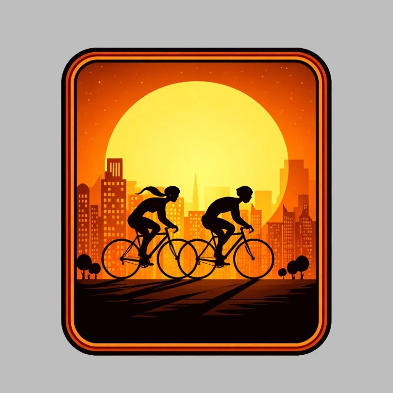 cyclists sunset