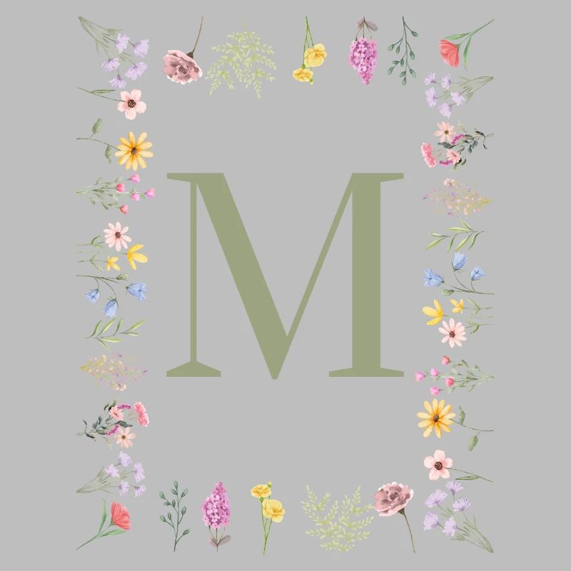 Initial M Floral Monogram