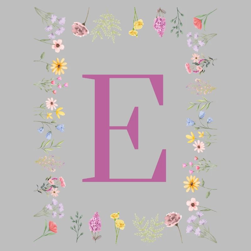 Monogramme E avec des fleurs de printemps