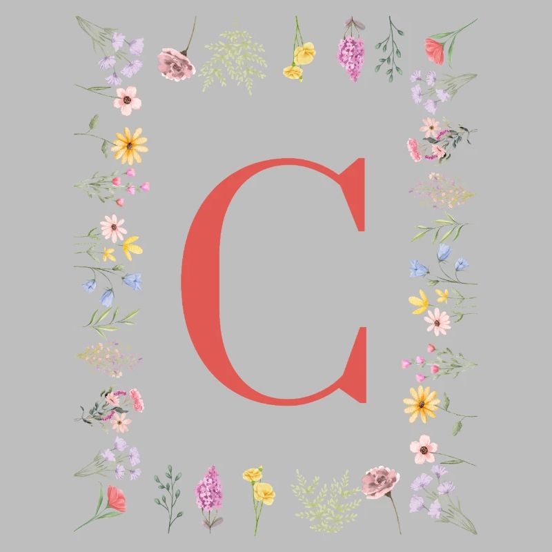 Florale Initialen "C", Buchstaben Monogramm 