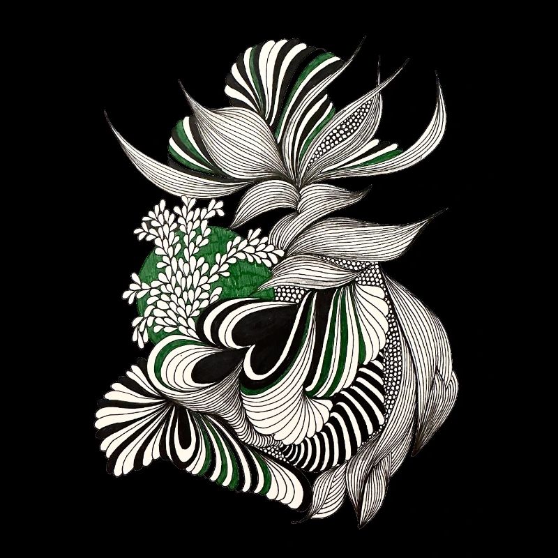 Green Lines Botanical Pattern