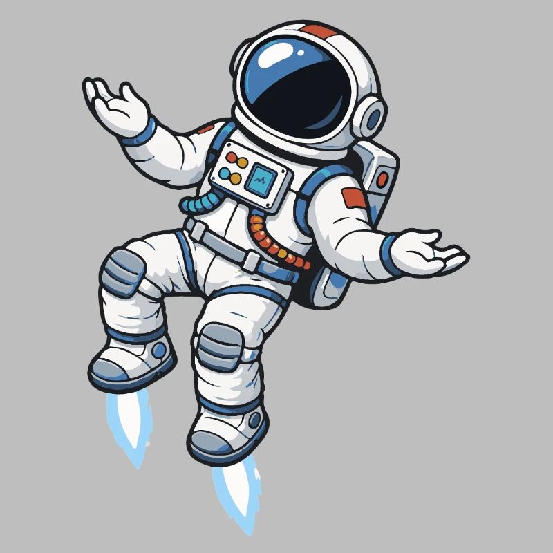 Astronaute flottant de dessin animé avec propulsion fusée