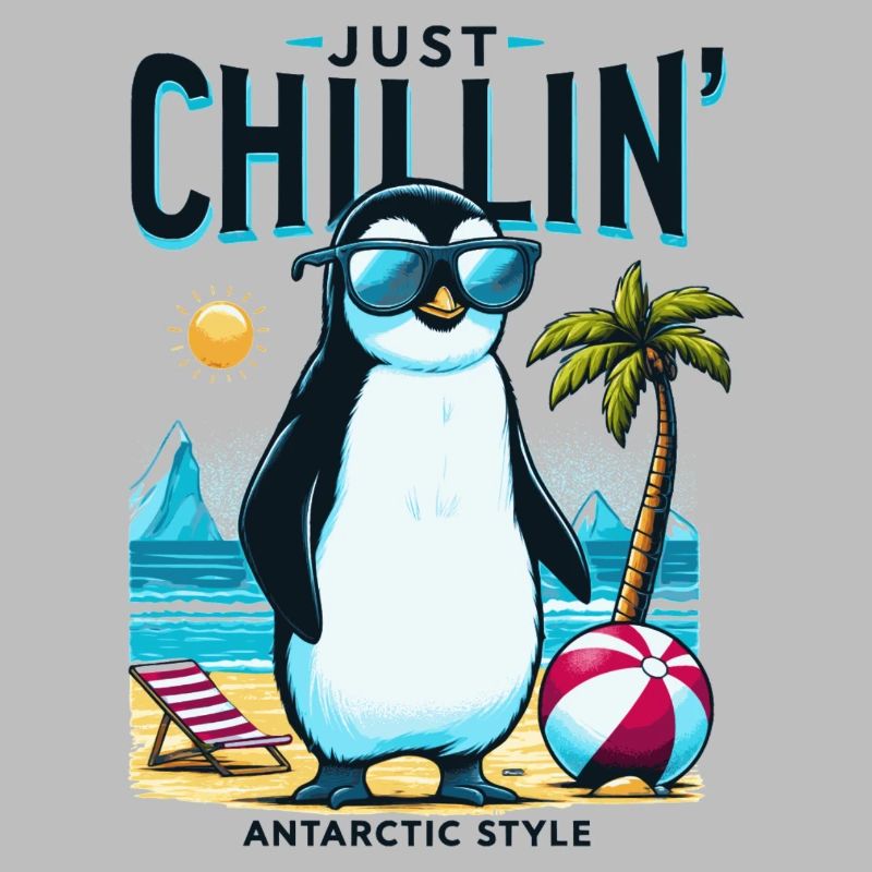 Antarctic beach penguin with sunglasses