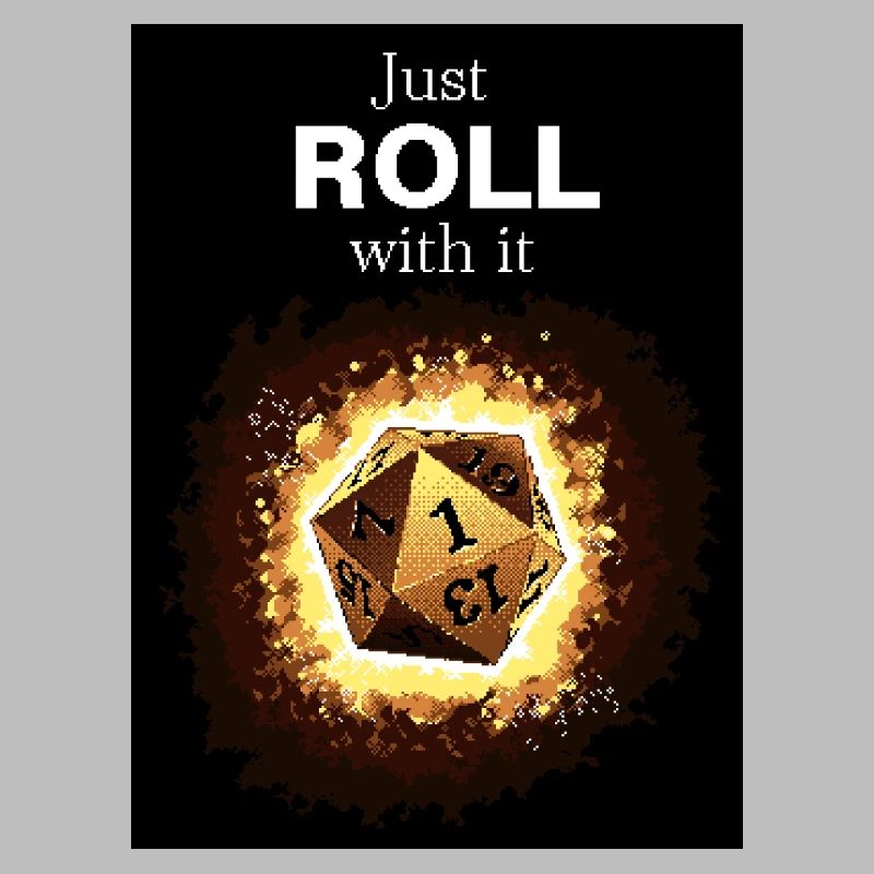 Just Roll With It Retro D20 Gold Dice