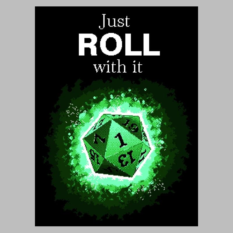 Just Roll With It Retro D20 Green Dice