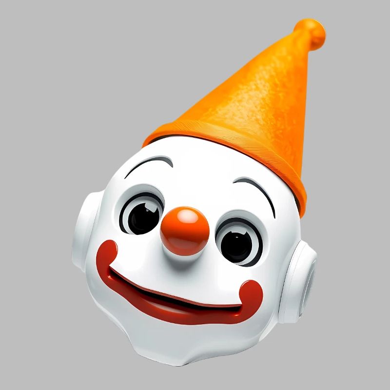 Clown face with orange hat