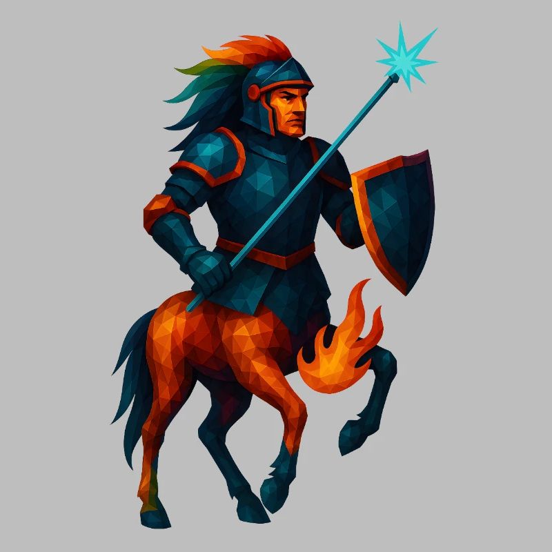 Animal de style WPAP - Centaure en armure avec lance laser
