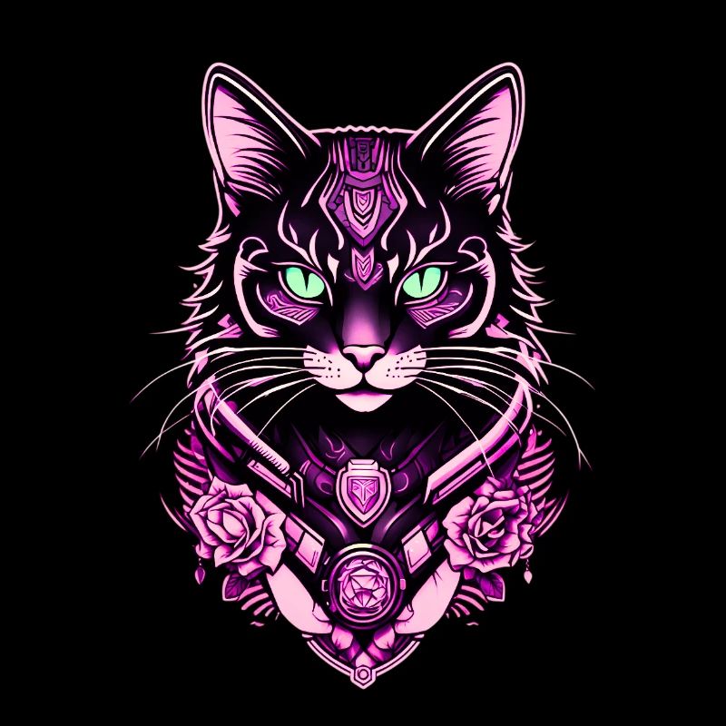 Futuristic Cat Portrait Print