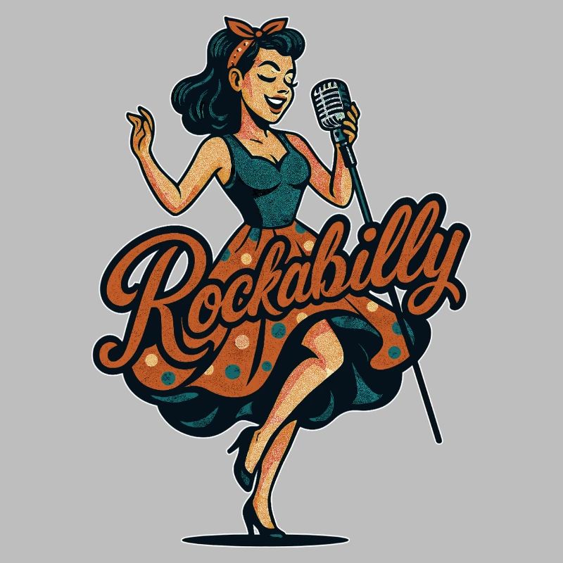 Rockabilly Charcoal Microphone Singing 50s Gift