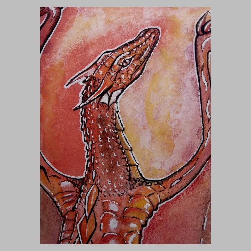 Red Dragon Hand Painted
