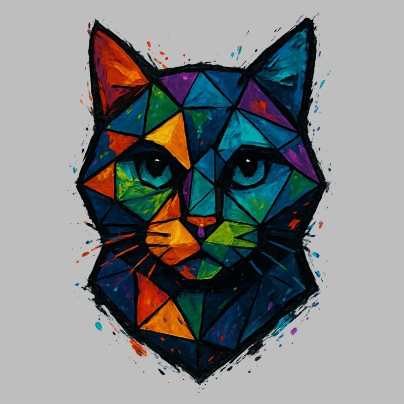 Cat Low Poly - Geometric Mesh Polygonal Art Desig
