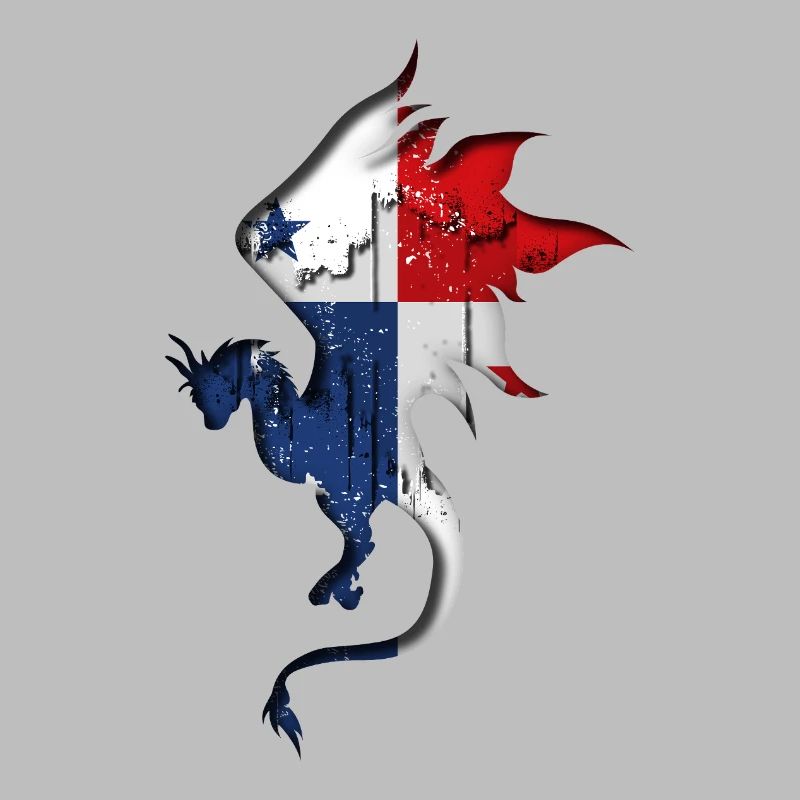Panama Flag - Dragon Silhouette