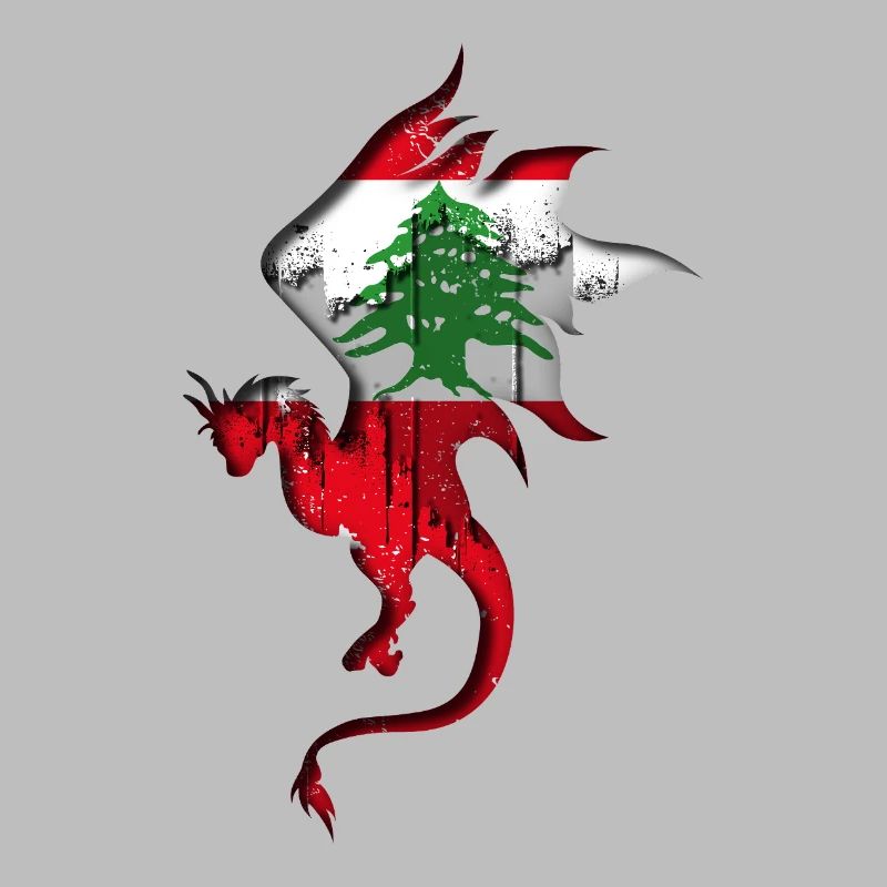 Flagge des Libanon - Libanon - Drachensilhouette