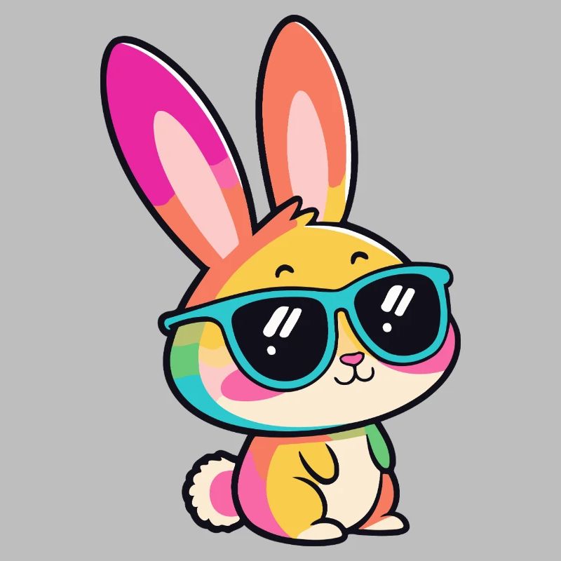 Rainbow Rabbit in Glasses