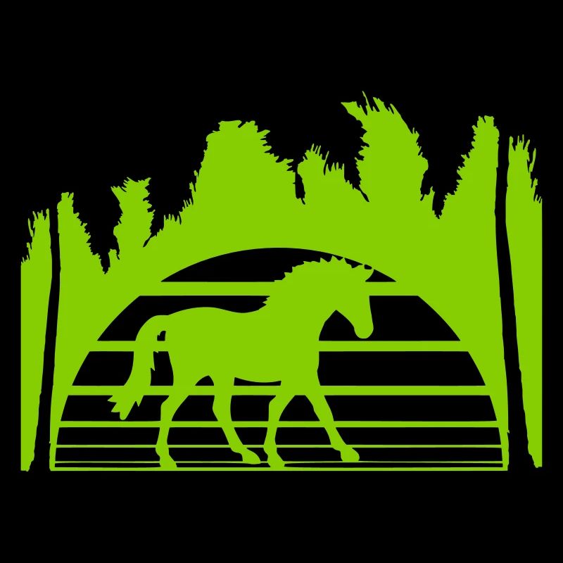 Lignes d’équitation Cavalier Soleil Palmiers Silhouette