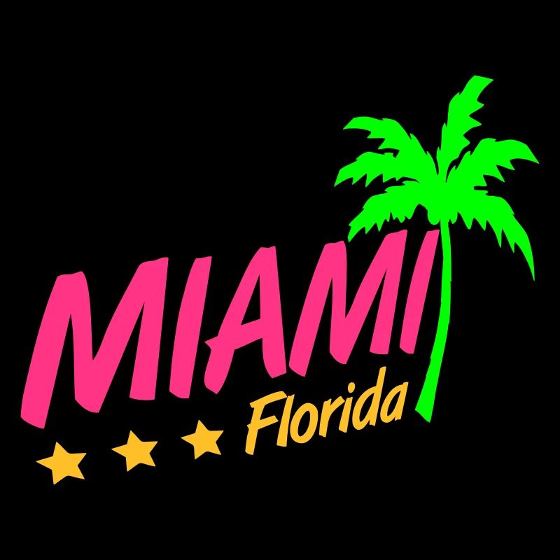 Miami USA Palm Trees Beach Sun America Florida Logo