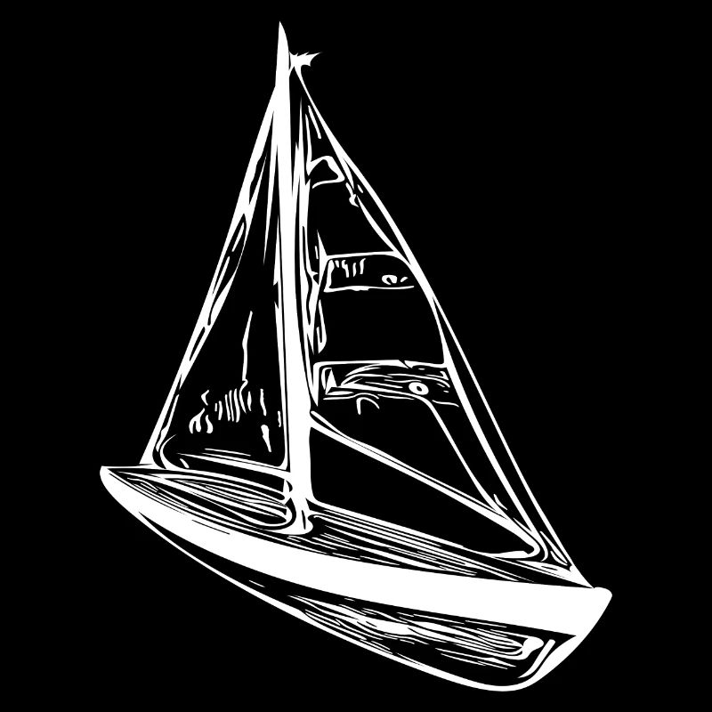 Small sailboat with sails