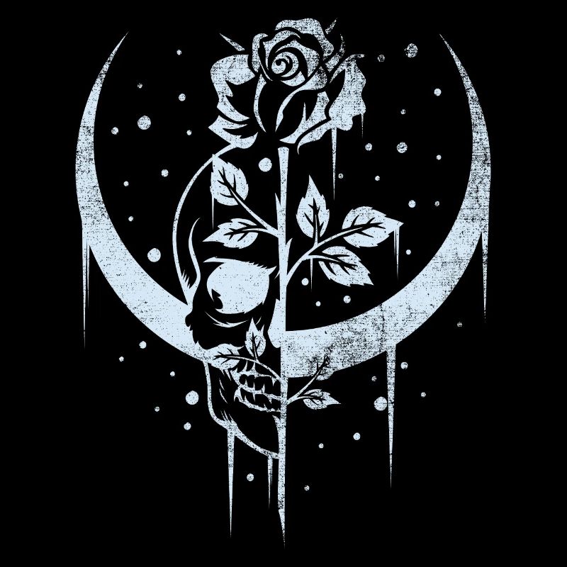 Occult Moon Rose Witchcraft Wicca Totenkopf Gothic