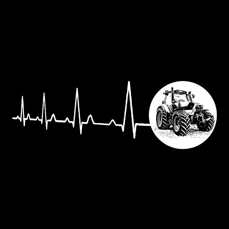 Heartbeat with circle tractor white