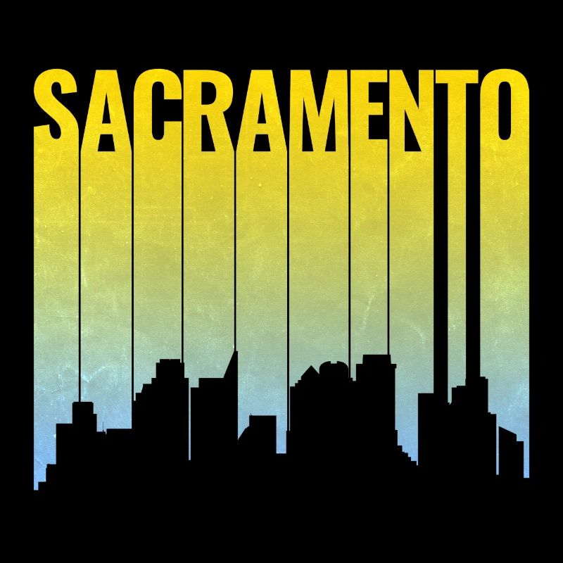 Sacramento Skyline Yellow Blue Gradient