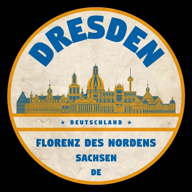 Dresden Skyline Vintage Label