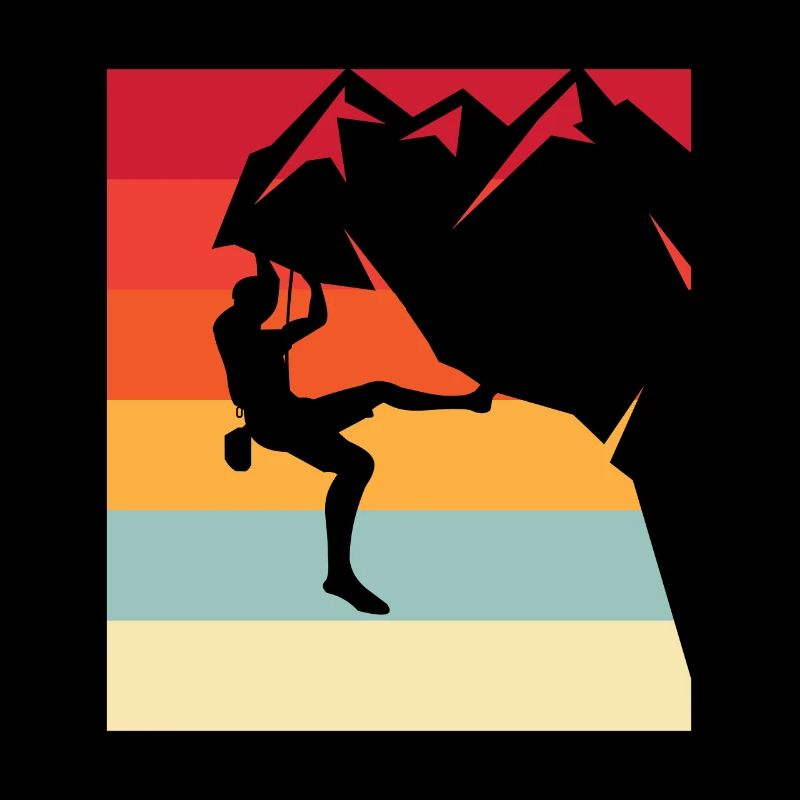 Climbing hero in retro sunset